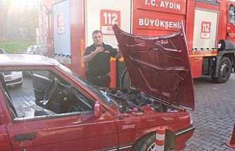 Otomobilden dumanlar yükseldi, ekipler harekete geçti