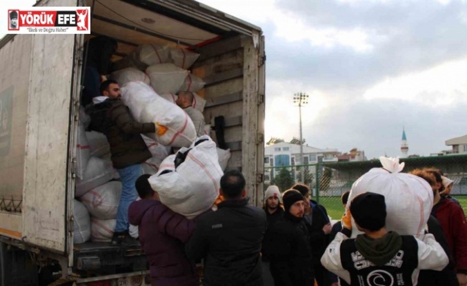 Aydın, depremzedeler için seferber oldu, yardım tırları yola çıktı