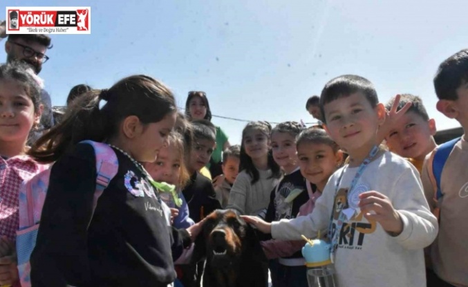 Didim’de minik öğrenciler patili dostlarla bir araya geldi