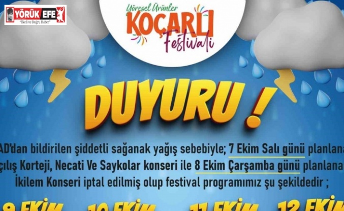 Koçarlı’da festival tarihi ertelendi