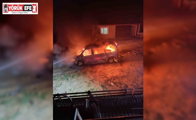 Karacasu’da ticari araç alevlere teslim oldu