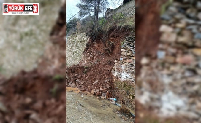 Yoğun yağış sonrası istinat duvarı çöktü