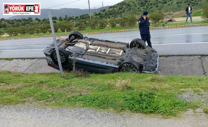 Kontrolden çıkan otomobil ters döndü: 1 yaralı